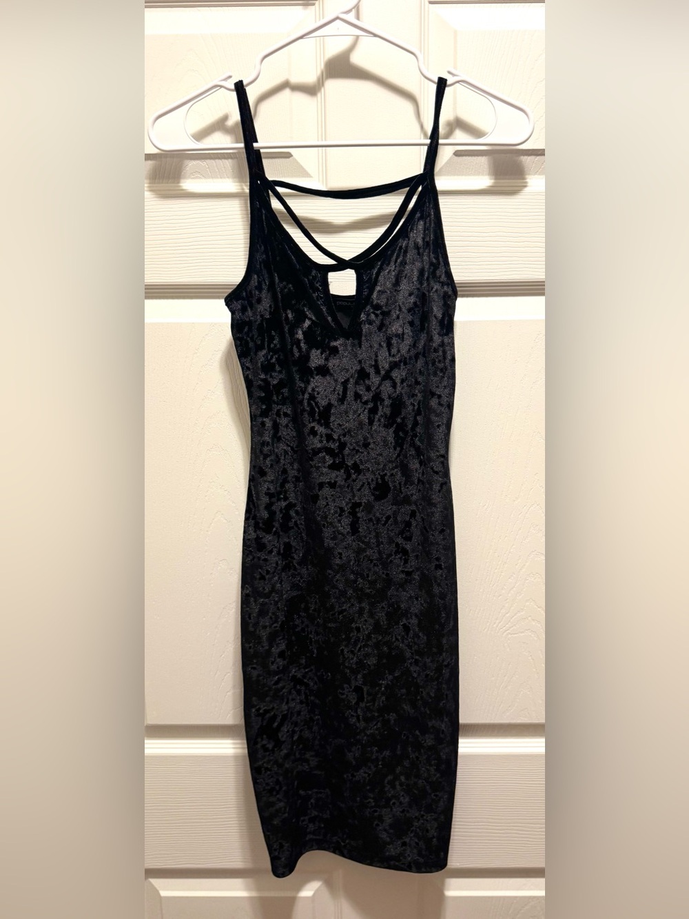 Popular Basics Black Crushed Velvet Tank Top